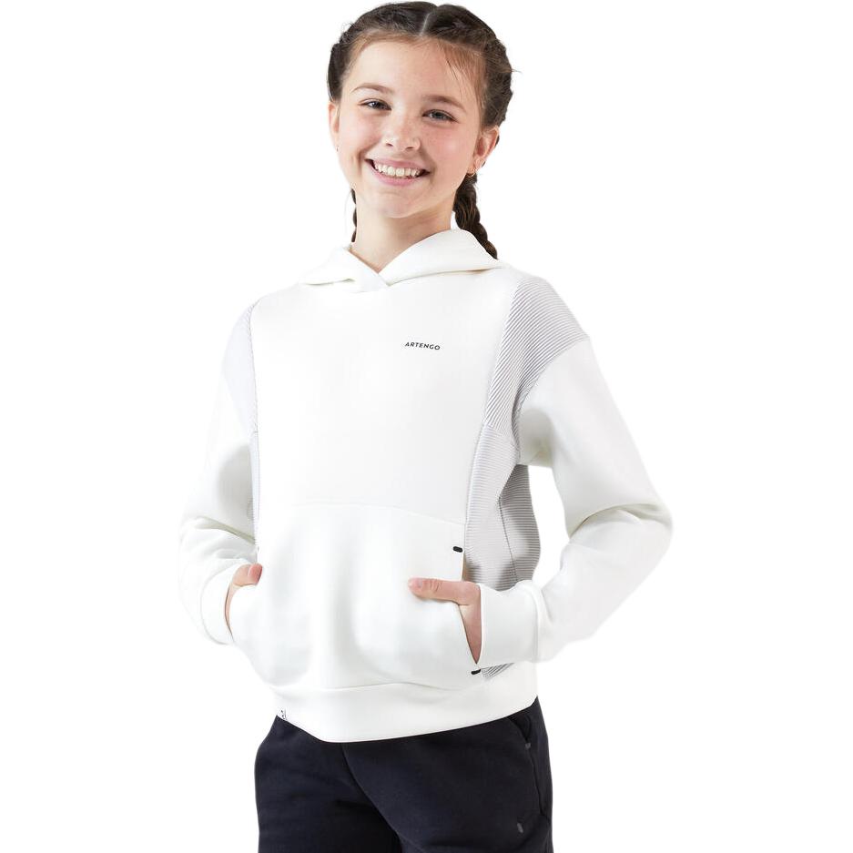 

DECATHLON Tennis Sweat-Wicking Warm Soft Breathable Hooded Sweatshirt Off-White Children s Model 10-11 экрю