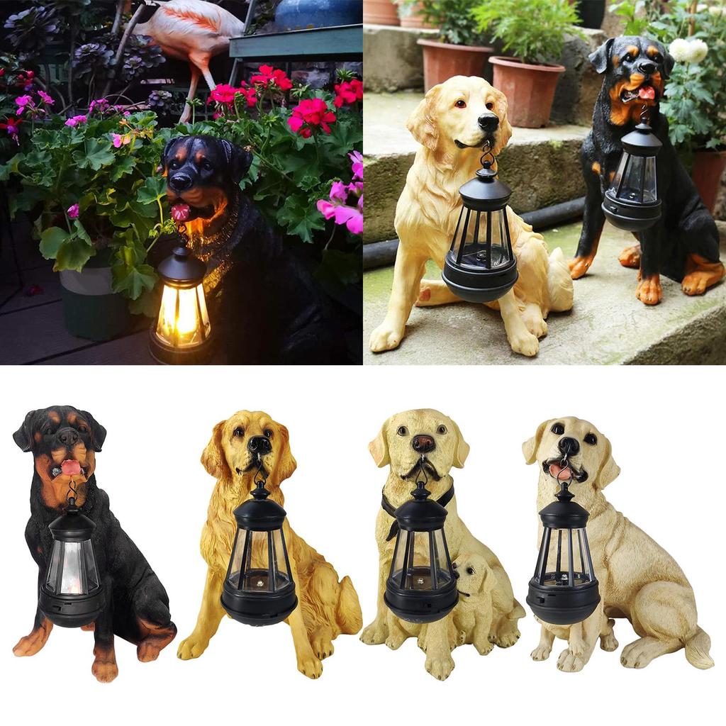 Garden Ornament with Illuminated Dogs Decorative Outdoor Lighting