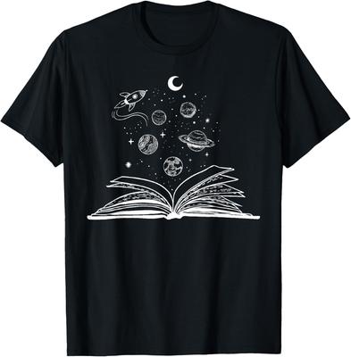 Camiseta Gráfica Unisex Planetas Galaxia Espacial Cohete Ratón de Biblioteca Lectura Ciencia Casual Viaje Camiseta
