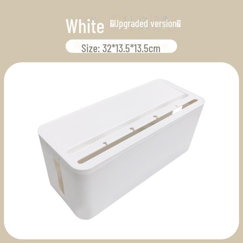 "Wood Grain Multi-Function Desktop Cable Organizer Box"