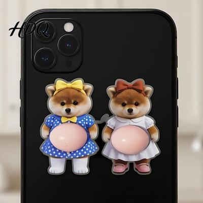 Car Interior Protection Sticker 3D Pet Belly Soft Anti-Collision Cartoon Kitten/Puppy Decal with Big Cute Cushioned Protectors for Phones Cars