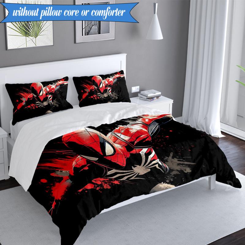 3PCS Spider Bedding Set Duvet Cover Closure Includes 1 Duvet Cover & 2 Pillowcases for All Seasons Bedroom Decor Christmas Fan gifts