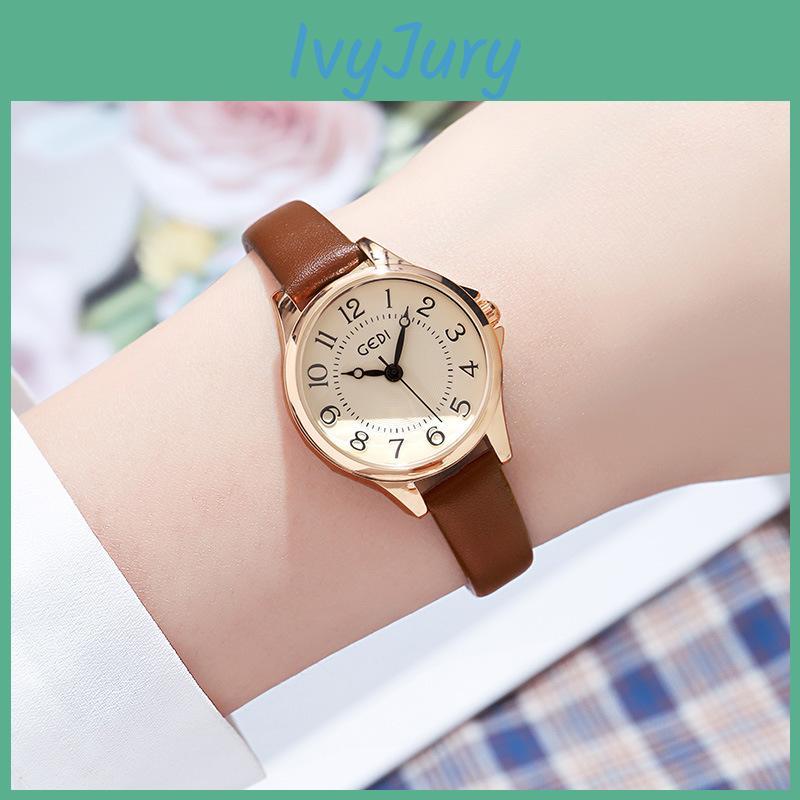 Gadi Vintage Style Quartz Watch For Women With Leather Strap And Water Resistance