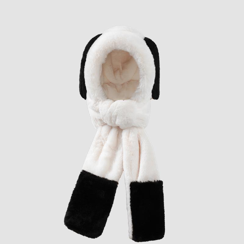 Lovely Winter Windproof Head Warmer Hat Scarf Set for Women белый