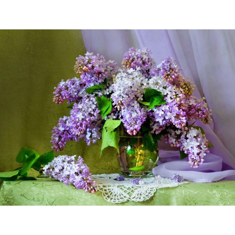 Diamond Painting Flowers Full Drill Round Diamond Embroidery Purple Lavender Picture Of Rhinestones Home Decor