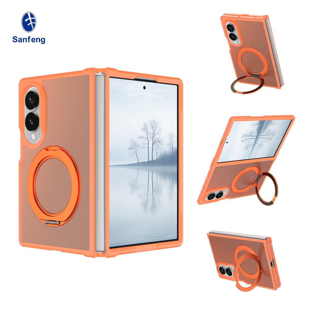 Samsung Z Fold8 Ultra Mobile Phone Case Magnetic Suction Rotating Bracket Anti-drop Tpu + Pc Skin Feeling Protective Case