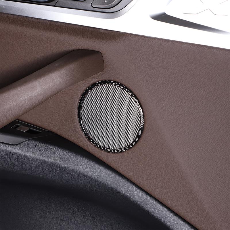 For BMW X3 G01 2018- Soft Carbon Fiber Car Inner Door Horn Trumpet Speaker Decorative Ring Trim Sticker Car Accessories