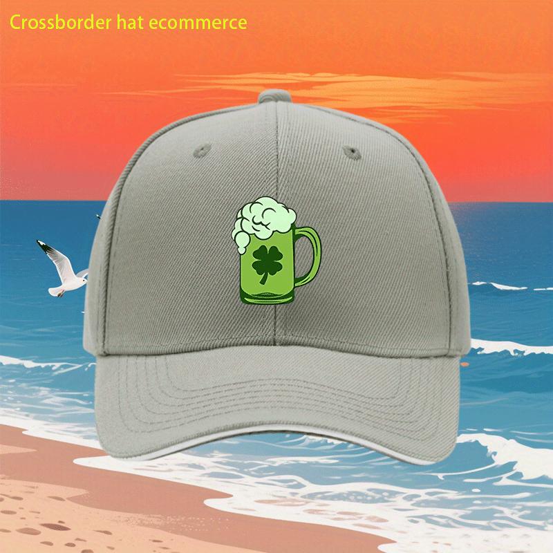 Clover Beer St Patricks Day Baseball Cap Adjustable Polyester Unisex Casual Sun Hat Outdoor Headwear