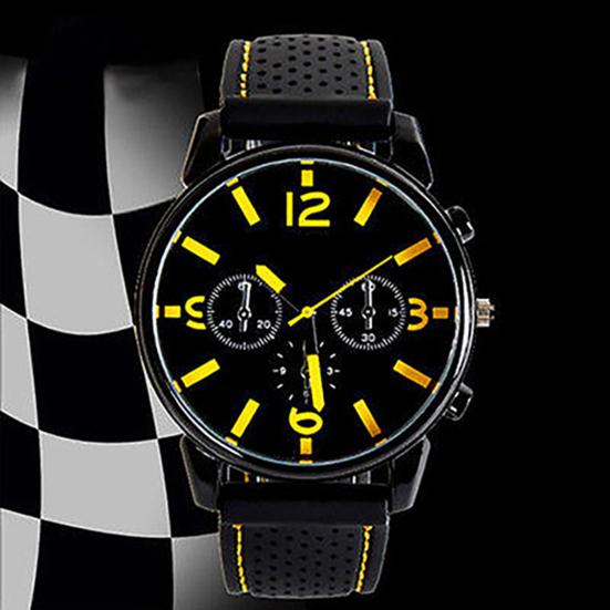 Men Fashion Numeral Dial Silicone Band Sport Analog Quartz Wrist Watch