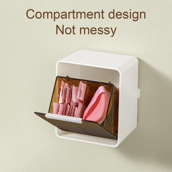Wattestäbchen-Aufbewahrungsbox mit unterteiltem Layout Klappdeckel Staubdichtes Design Kompakte Größe Badezimmer-Organizer Wattepad-Halter