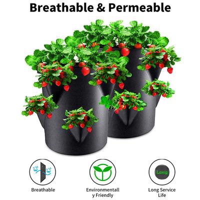 Multi-Mouth Strawberry Growing Bag Vegetable Flower Herb Planting Grow Pot 5/7/10 Gallons Reusable Garden Terrace Planter Bags Spring