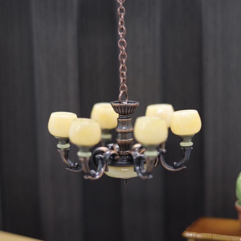 Kronleuchter Spielzeugfigur Modell Realistisch Vintage Licht Puppenhaus Rollenspiel Mädchen Geschenk Vintage Licht Mini Modell Spielzeug