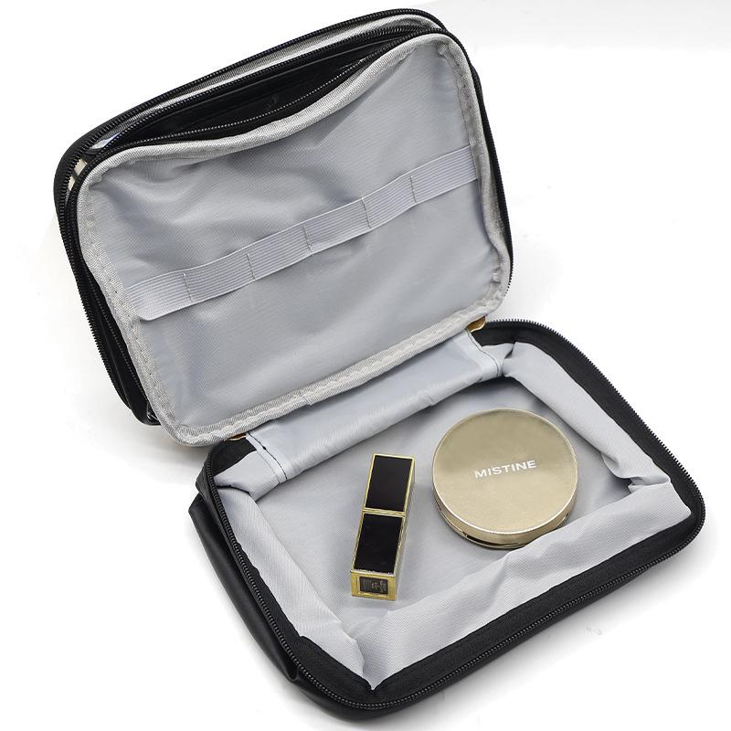 Travel Makeup Bag with Double Layer Compartments, Large Capacity Portable Cosmetic Storage for Women