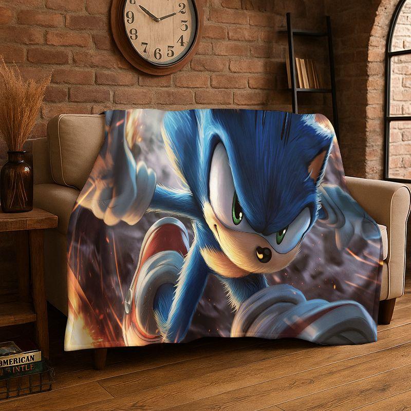 Classic Game S-Sonic Cartoon Soft Flannel Throw Blanket,Cozy Blanket for Bed,Couch,Sofa,Bedroom,Living Room,Travel,Picnic Kids