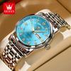 OLEVS 5513 Men's Quartz Watches Stainless Steel Strap Diamond Scale Dual Calendar Waterproof Luminous Men's Business Wristwatch