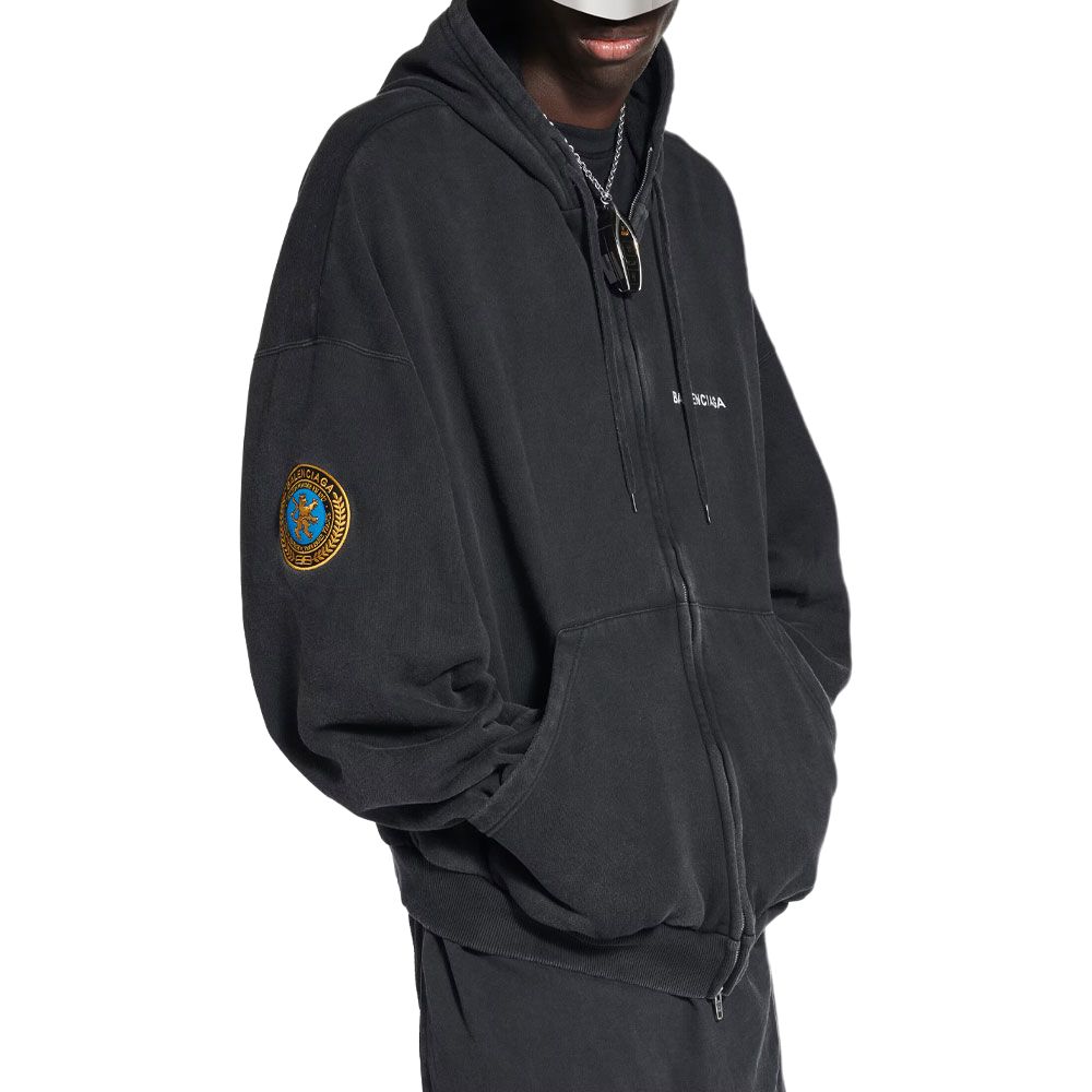 Balenciaga Uniform Patch Zip Up Hoodie 826162TSVH31041
