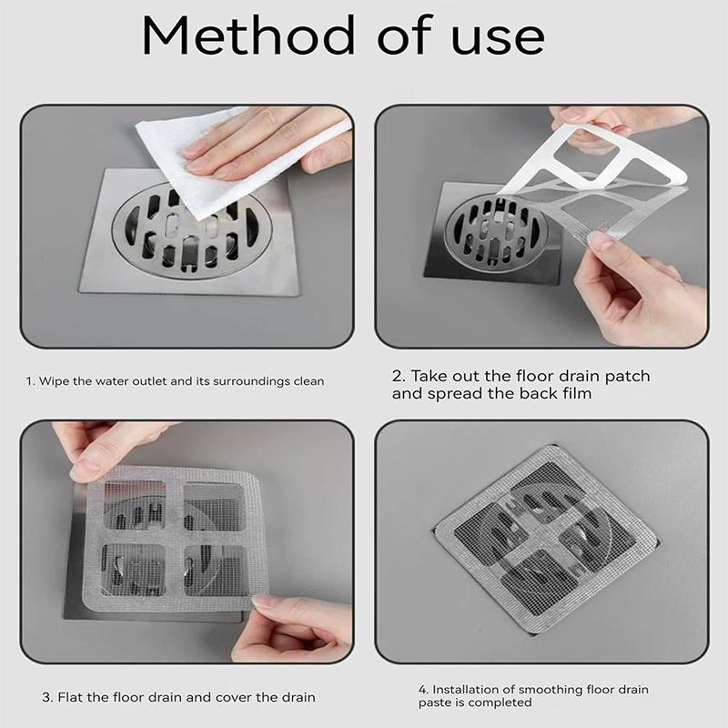 10 יחידות מסנן רצפה חד פעמי, מסנן ביוב, אמבטיה, חדר מקלחת, מדבקת ניקוז רצפה למניעת שיער וחסימת שיער