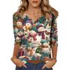 Women's Tops Three-quarter Sleeve Shirt V-neck Loose Casual Shirt Print T-shirt