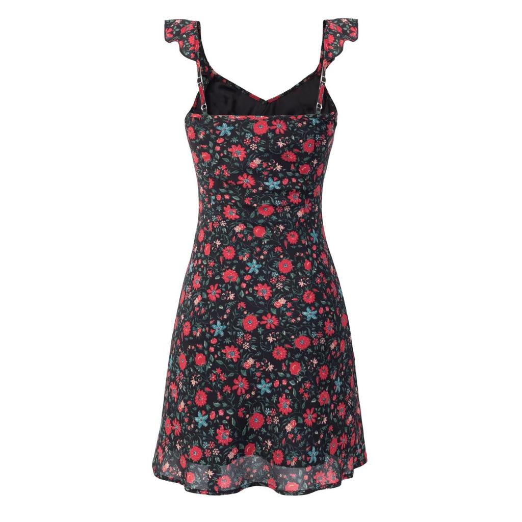French retro floral holiday style suspender skirt summer new European and American style sexy slim dress
