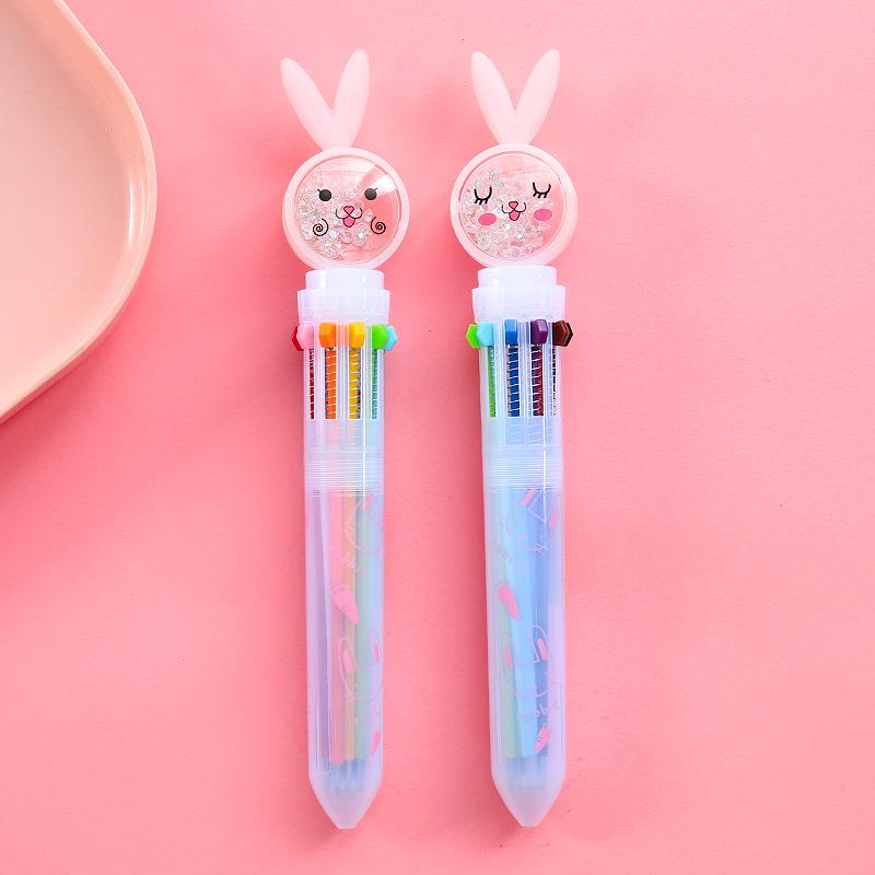 Creative Ten-Color Cartoon Ballpoint Pen - Cute Multicolor Marker for Students