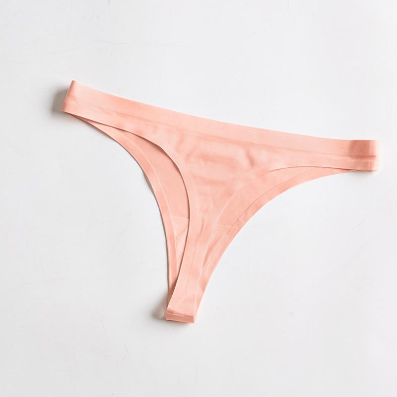 

Seamless Panties for Women Ice Silk G-strings Thongs Smooth Skin-friendly Women s Underwear Comfort Solid Tanga Sexy Mujer XXXL рожевий