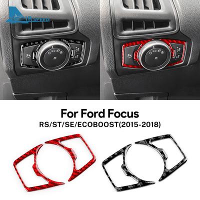 Real Soft Carbon Fiber Sticker For Ford Focus SE RS ST MK3 Ecoboost 2015 2016 2017 2018 LHD RHD Car Headlight Button Accessories