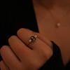 Li Luo Vintage Gold Gebürsteter 925 Sterling Silber Verstellbarer Damenring