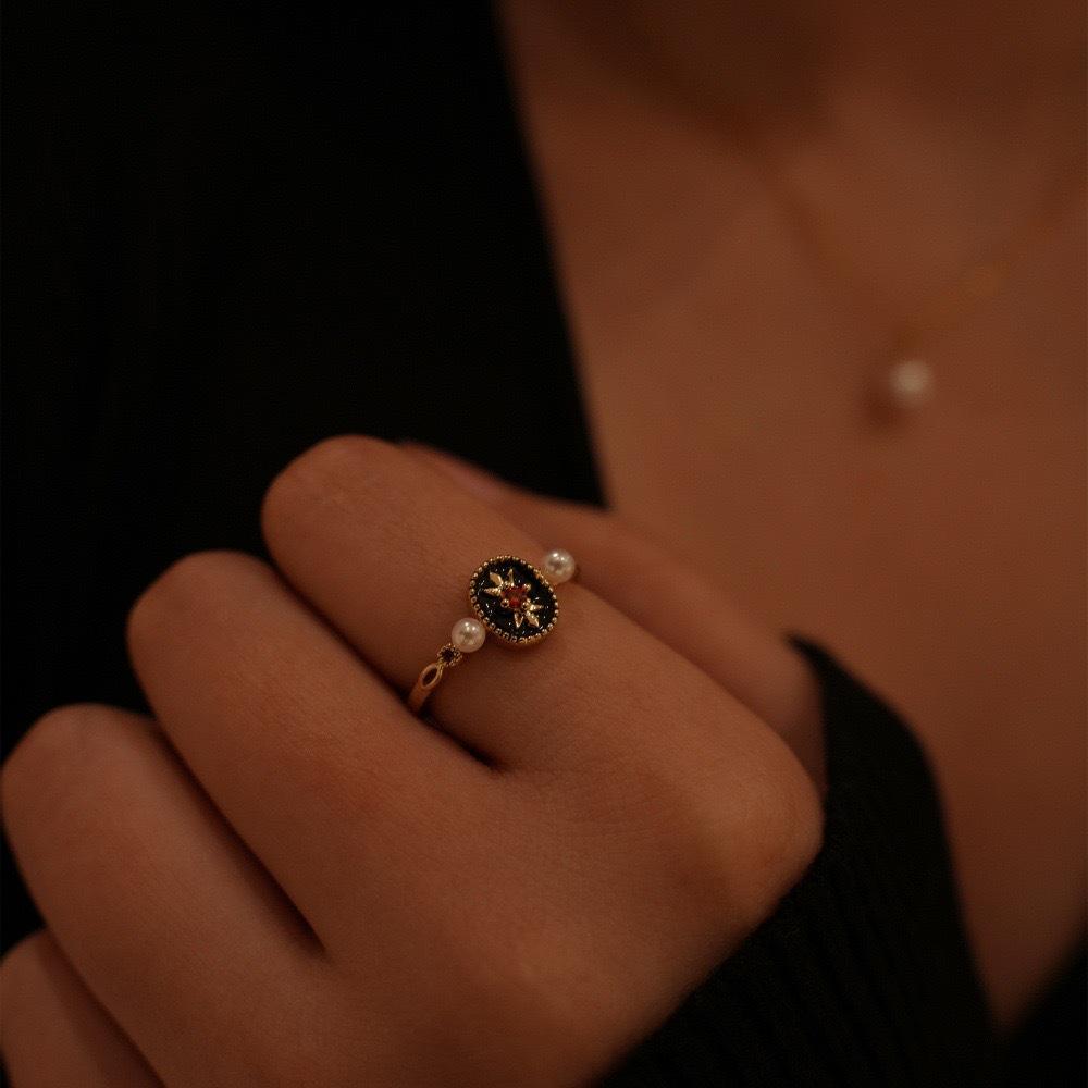 Li Luo Vintage Gold Gebürsteter 925 Sterling Silber Verstellbarer Damenring