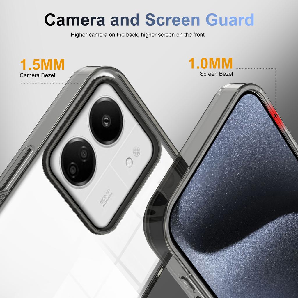 For Xiaomi Redmi 13C 4G/5G Clear Phone Case TPU PC Anti-Slip Drop-Proof Back Cover