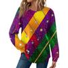 Women's Fashion  Loose Long Sleeve Carnival Print  Round Neck Casual Top