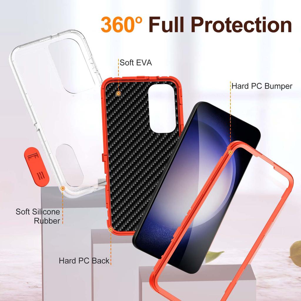 PC+Silicone Case for Samsung Galaxy S24 Ultra S24 Plus Heavy Duty Armuor Anti Fall Metal Bracket Case