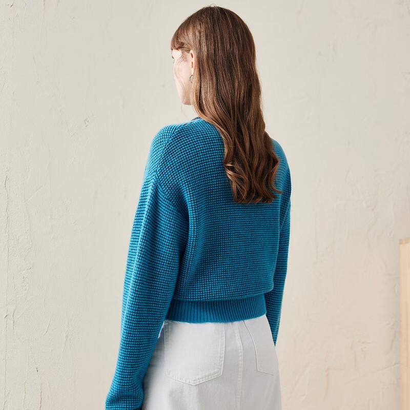 KOMONBOKA Women's Autumn/Winter Color-Block Wool Knit Sweater