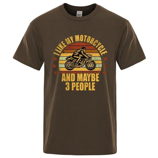Líbí se mi můj motocykl a možná i 3 osoby Trička Muži Běžné Volné Oblečení Velké letní topy Bavlna Kreslené Pánské trička