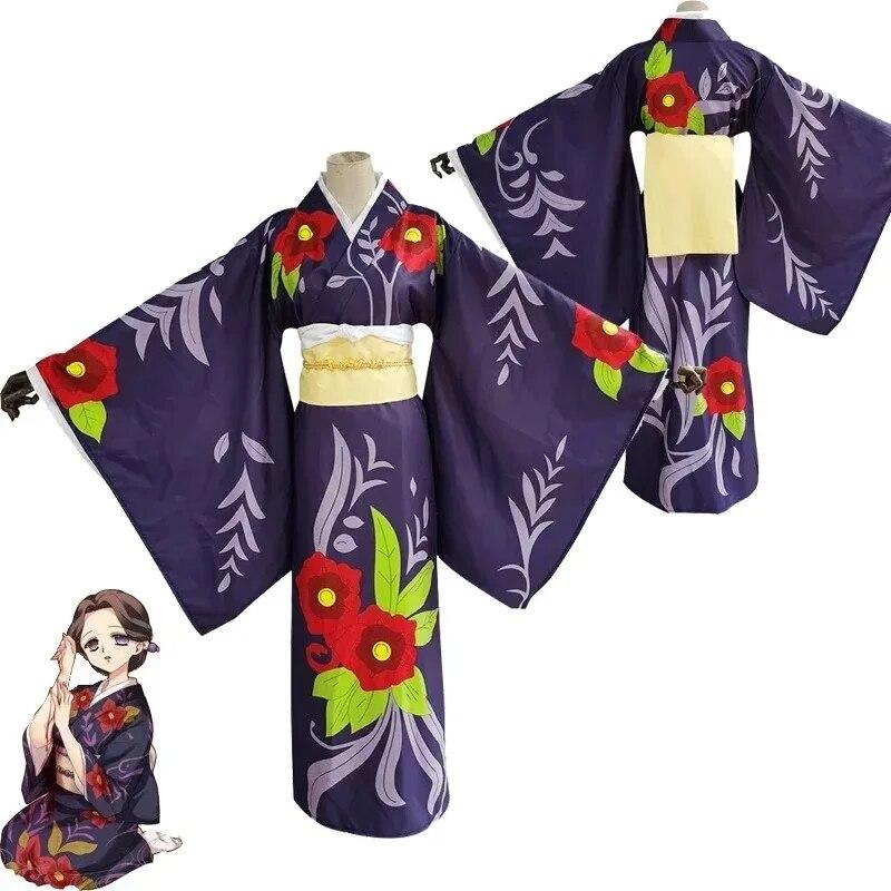 Anime Demon Slayer Kimetsu No Yaiba Cosplay Costume Tamayo Uniform Kimono Halloween Carnival Party Clothes Outfit Suit