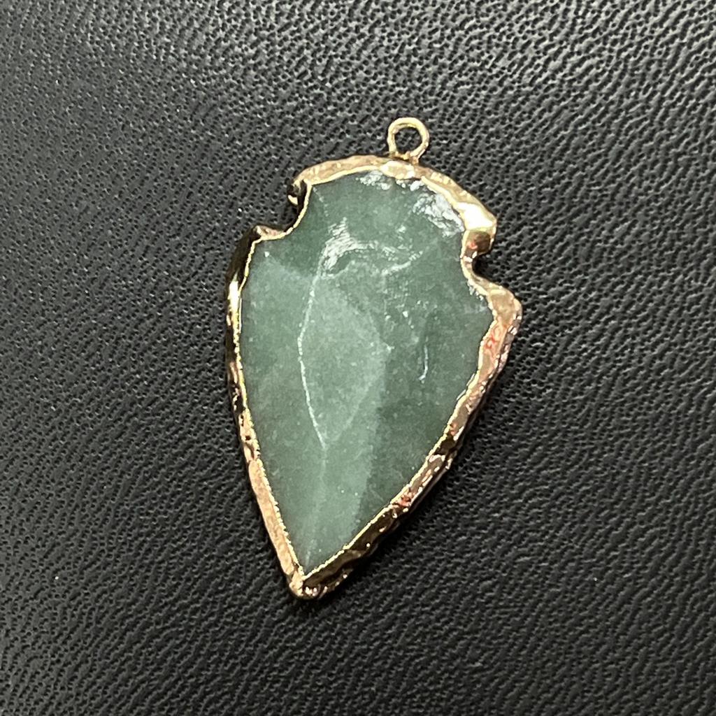 1Pc, Natural Stone Healing Crystal Arrow Pendant with Golden Edge, Boho Jewelry for Necklace Making & Daily Wear, 2026 Fashion Handmade Accessory