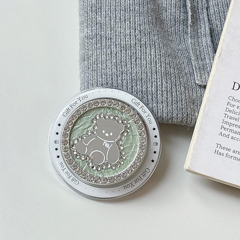 Creative Magnetic Desktop Drama Mobile Phone Airbag Holder Rhinestone Bear Mirror Advanced Sense Ring Female