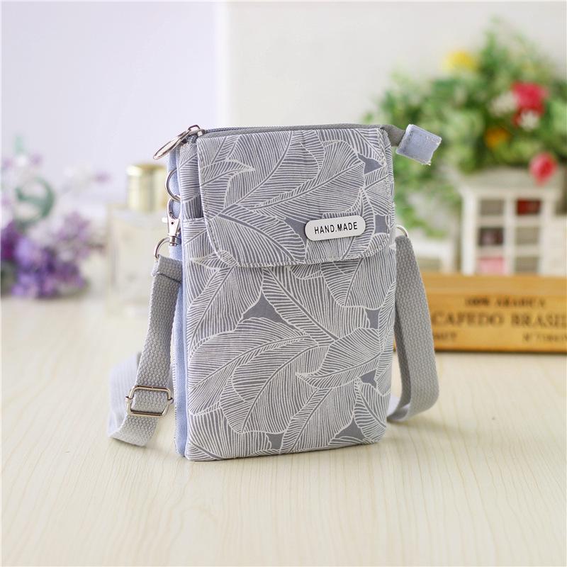 Sac bandoulière à 5 couches à grand écran avec motif de feuilles pastorales pour femmes