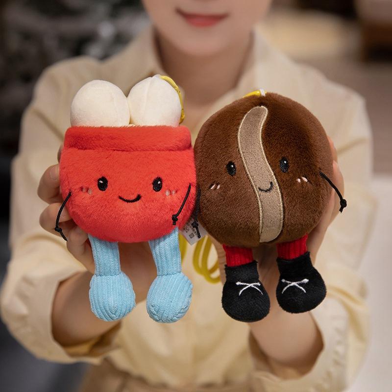 Portachiavi Peluche Chicco di Caffè Carino Portachiavi Frutto di Caffè Cartone Animato Ciondolo Fascino per Borsa Decorazione