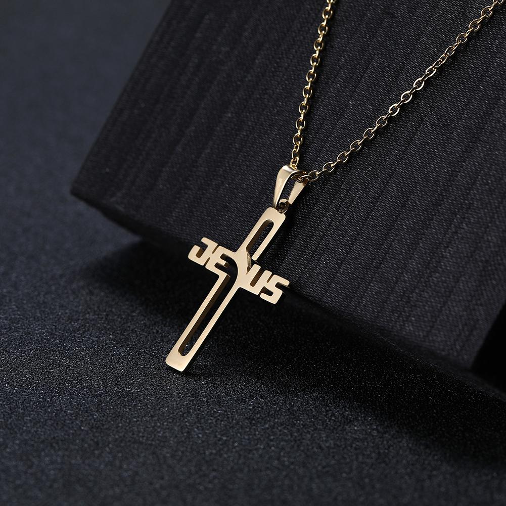Cazador Jesus Kreuz Hohl Anhänger Halsketten für Damen Herren Christliches Choker Großhandel Edelstahl Schmuck Geburtstagsgeschenke