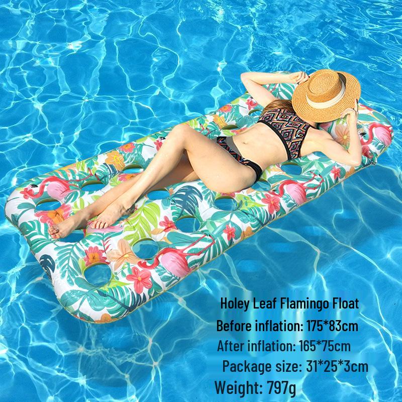Tree Leaf Flamingo Inflatable Floating Pool Raft - Single Person Foldable Thickened Water Bed Float