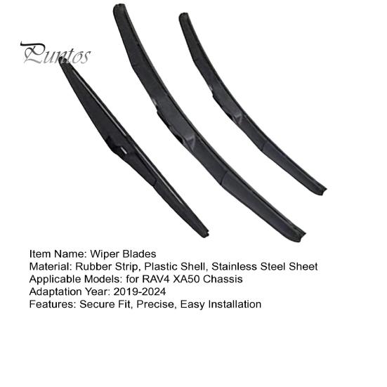 High Speed Stable Wipers 3 Pcs 26"+16" Windshield And 12" Rear Wiper Blade Replacement for RAV4 2019 2020 2021 2022 2023 2024, All Weather Original