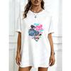 Oversized T-Shirt Black Mad Hatter And Cheshire Cat Print With Its A Mad World After All Text For Casual Wear And Street Style