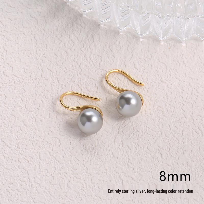 2025 Pure Silver Pearl Stud Earrings for Women - High-End Feel with Ear Drops & High Heels Ear Hooks