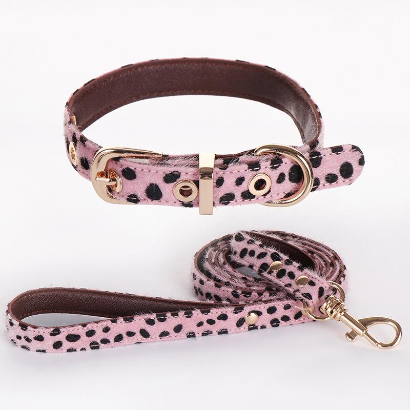 Leopard Print Puppy & Small Dog Leash and Collar Set