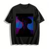 Cyberpunk Style Heterochromia Dark Pattern Print Top Trendy Streetwear Unisex Loose Casual T-Shirt Pure Cotton T-shirt