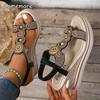 Fashion Pearl Crystal Decor Wedge Sandals for Women Bohamian Style Chunky Platform Sandalias Mujer Summer 2025 Thick Bottom Beach Shoes