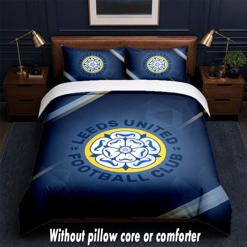 Set Biancheria da Letto Leeds United 1 Copripiumino + 2 Federe Morbido Traspirante Biancheria da Letto per la Casa