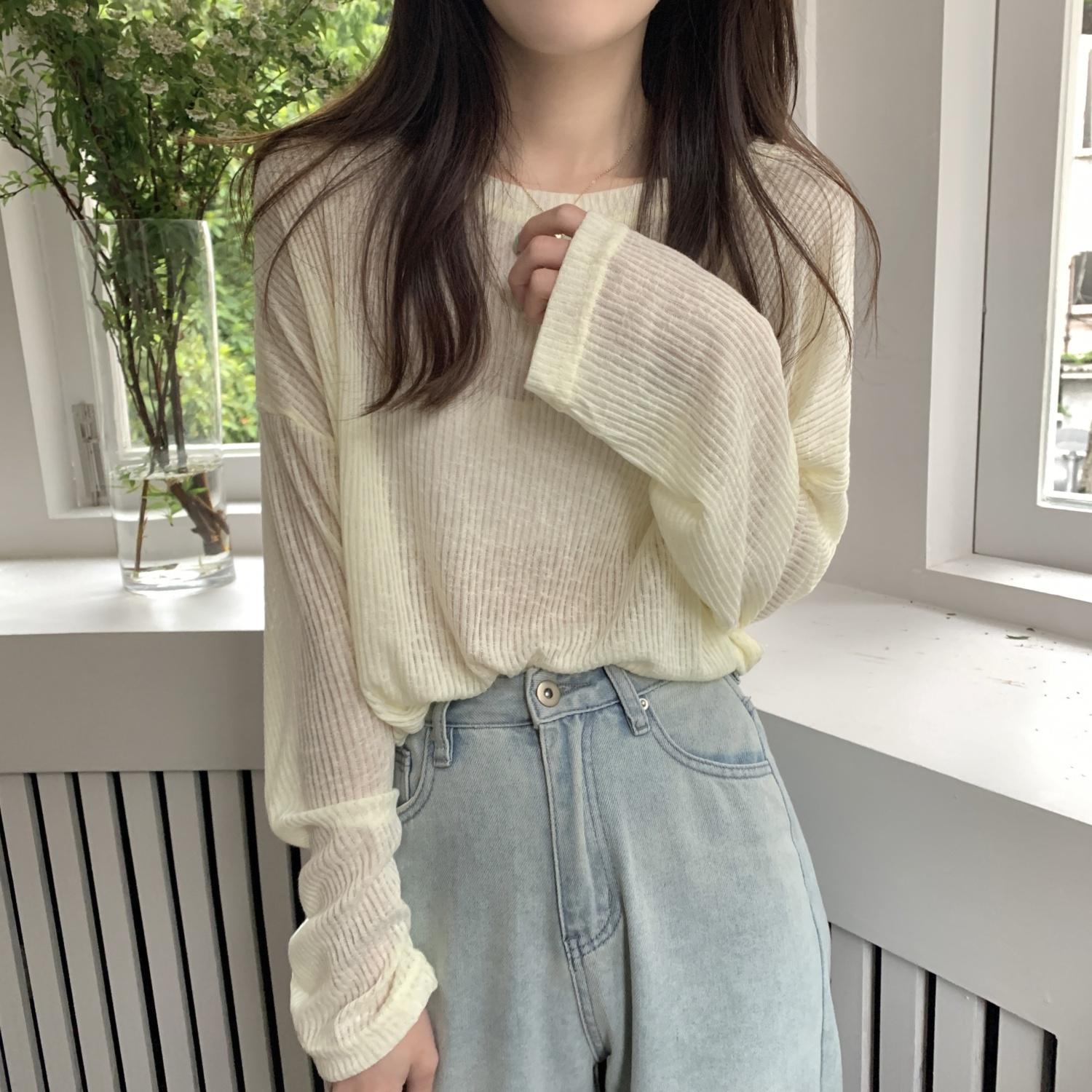 

Солнцезащитная рубашка с длинными рукавами, тонкий стиль для девочек, простая и свободная футболка для женщин, летняя базовая нишевая топ-тенденция 4XL жёлтый