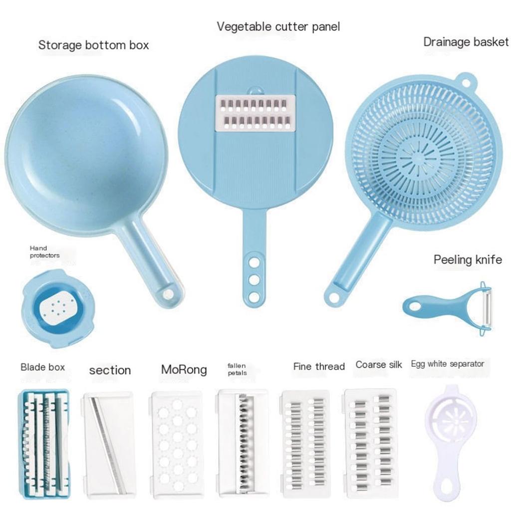 12 IN 1 Function Food Chopper Kitchen Functional Vegetable Cutter Egg Separator Household Straw Wiper Grater