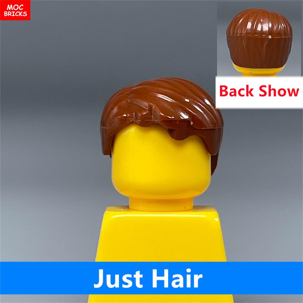 MOC Bricks 4cm Figure Body Wear Male Boy Fire Brown Hairs Assembled Building Blocks Educatinal Plastic Toys